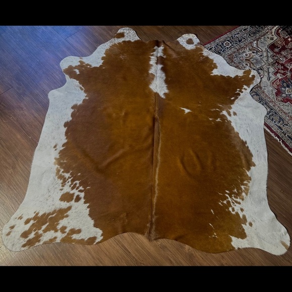 Brown and White Cowhide Rug - Picture 1 of 1